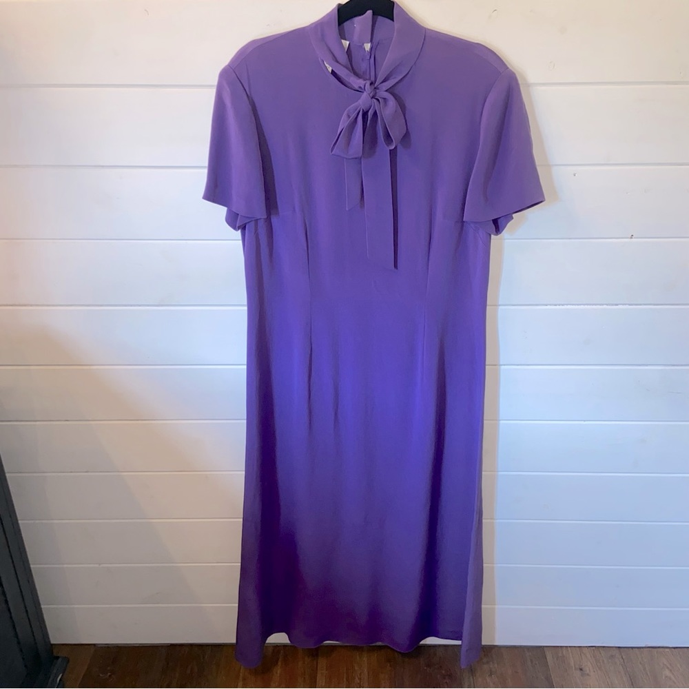 COPY - Talbots Pure Silk Midi Purple Dress Size 16